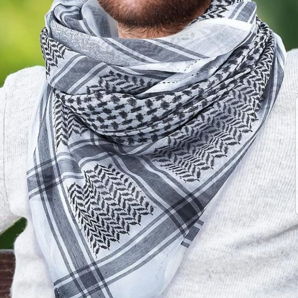 Classic Keffiyeh Shawl Black and White NWT - Picture 1 of 6